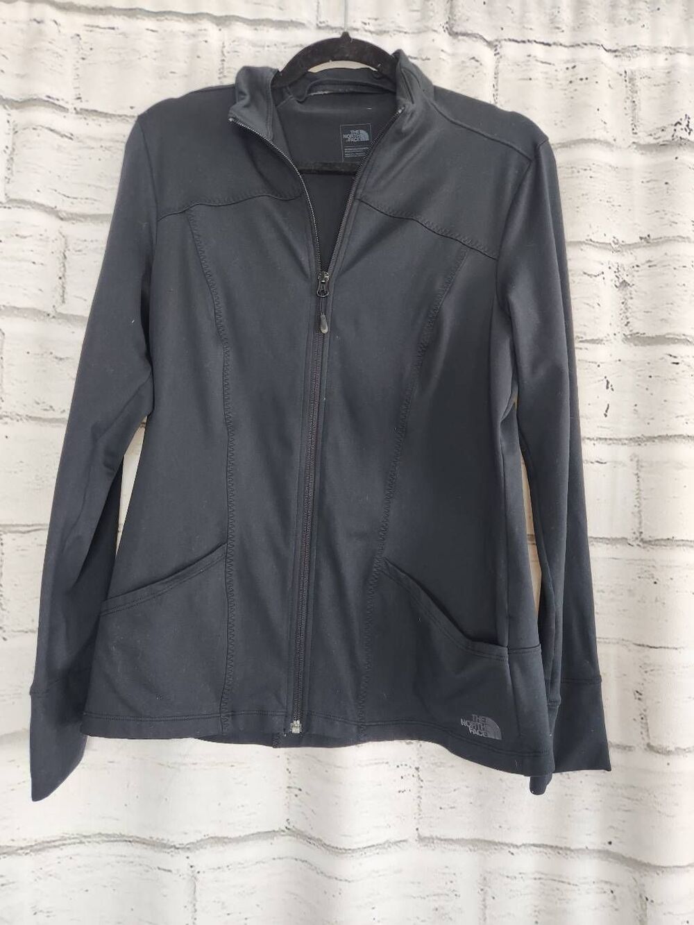 The North Face Womens Full Zip Track Jacket Black Size Large Athleisure Running